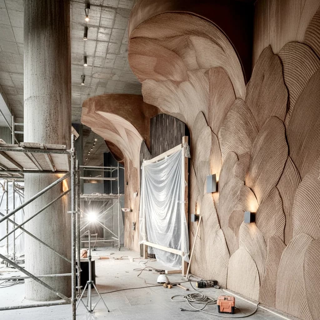 Detailed sculptural and architectural craftsmanship